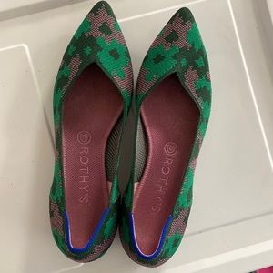 Rothy's The Point Green Botanicamo Retired Print Pointed Toe Flats Women's 9.5